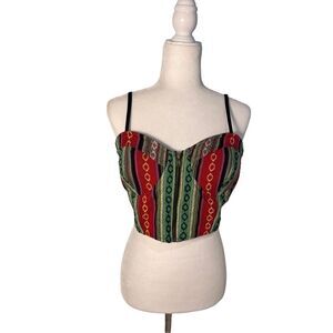 Truth striped cropped boho corset tank top - L